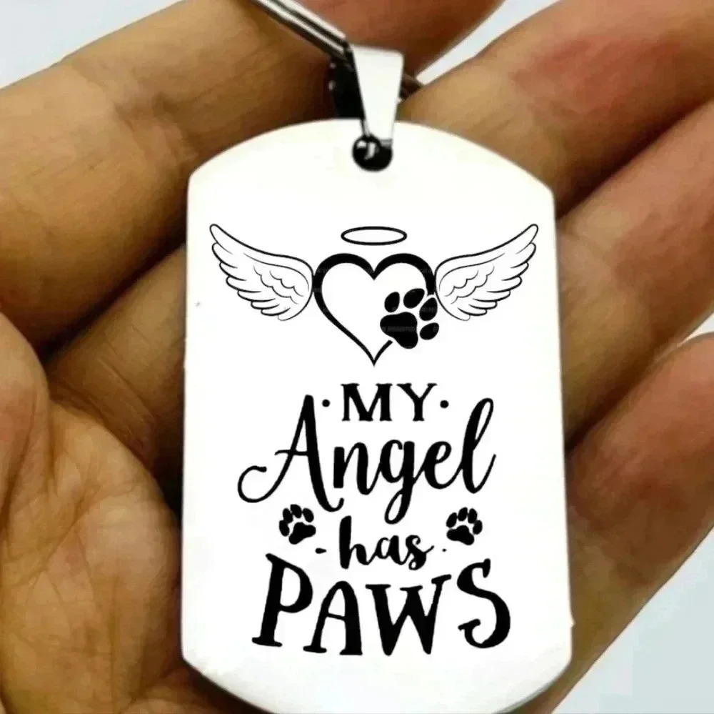 My angel has paw hotmy baby Keychain